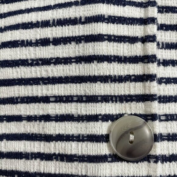 Old Navy Top Size Medium V-Neck Striped Front Button Closure Tie Blue White - Picture 5 of 8